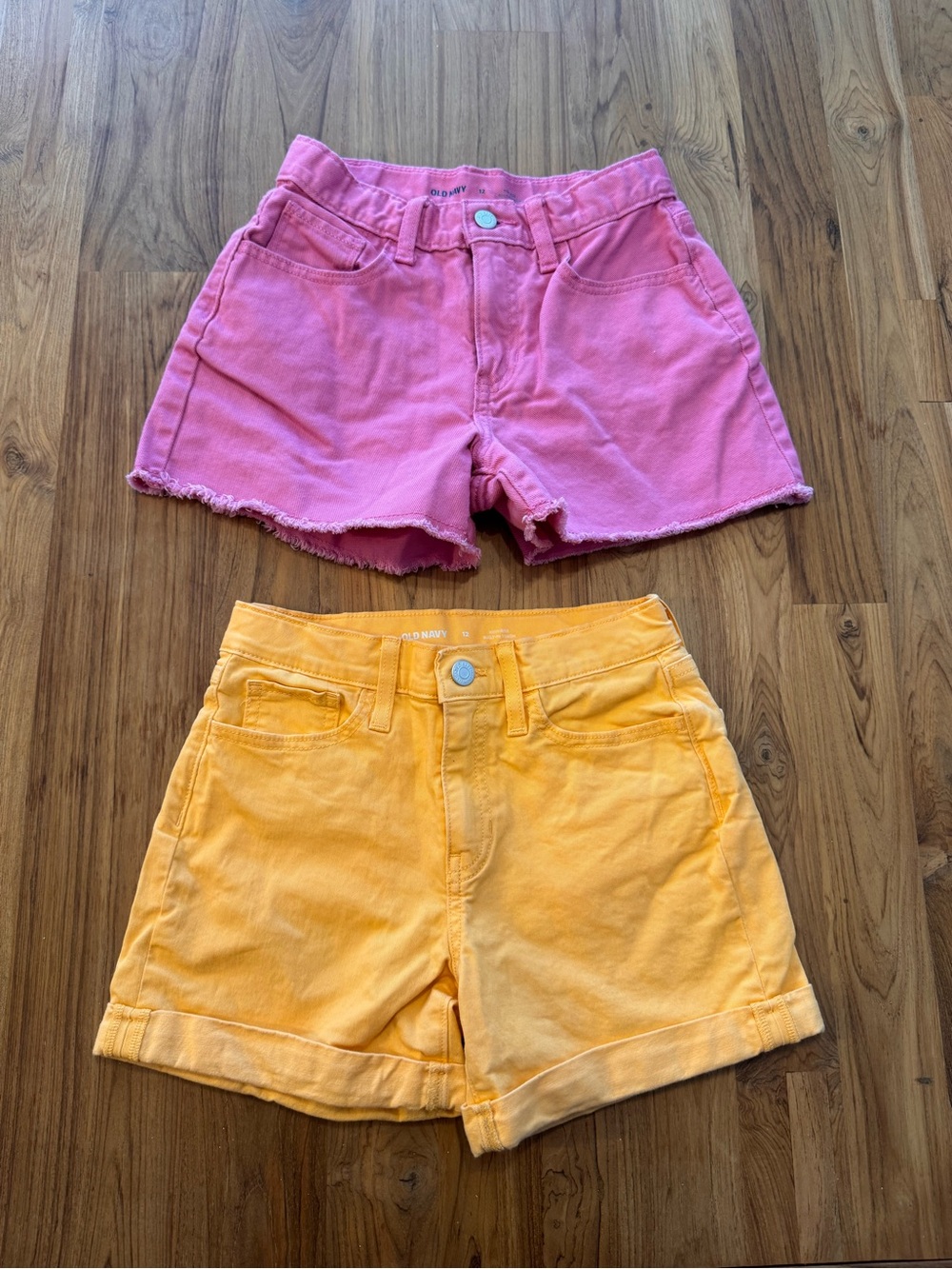 Lot of TWO Pairs Old Navy Denim Shorts Girls’ 12 Orange & Pink